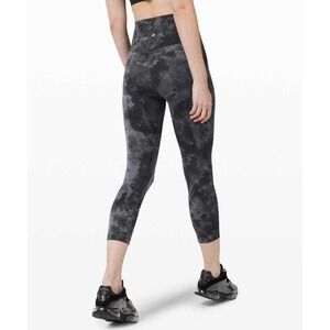 Lululemon Align High Rise Crop 21" Size 2 Black Gray Diamond Dye Yoga Leggings